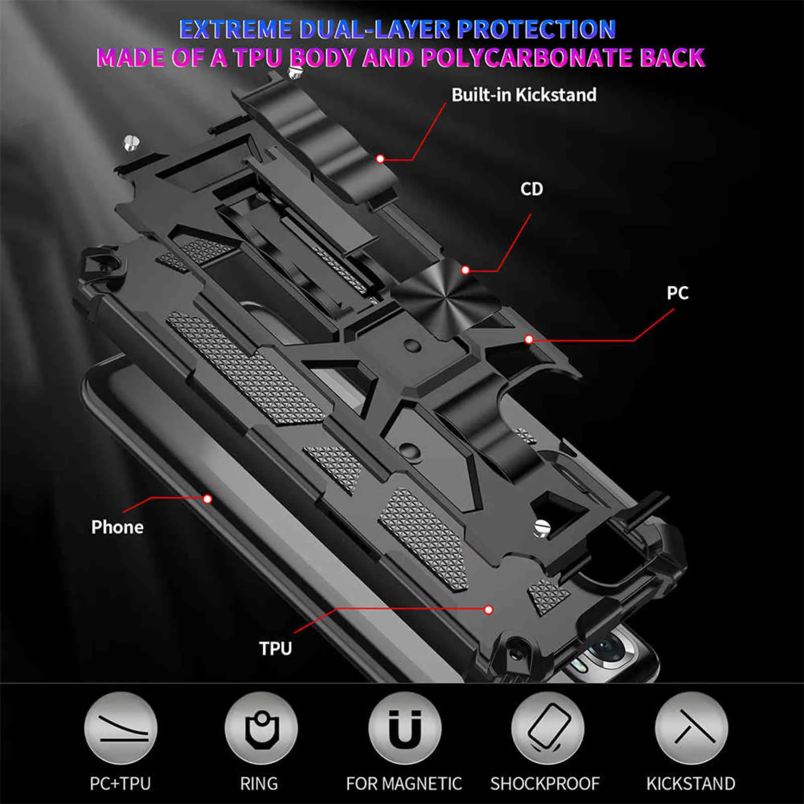 Armure militaire Bumper Bumperproof de choc pour Xiaomi Redmi Note 10S 9S 10 9 8 Pro 9C 9A Téléphone pour Redmi Note10 Pro Coque Funda H4410718