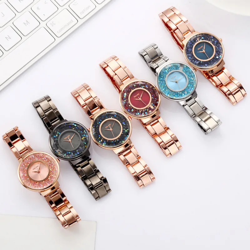 New Selling Watch Women Fashion Luxury Creative Quartz Watches Rose Gold Stainless Steel Band Casual Wristwatch reloj mujer225r