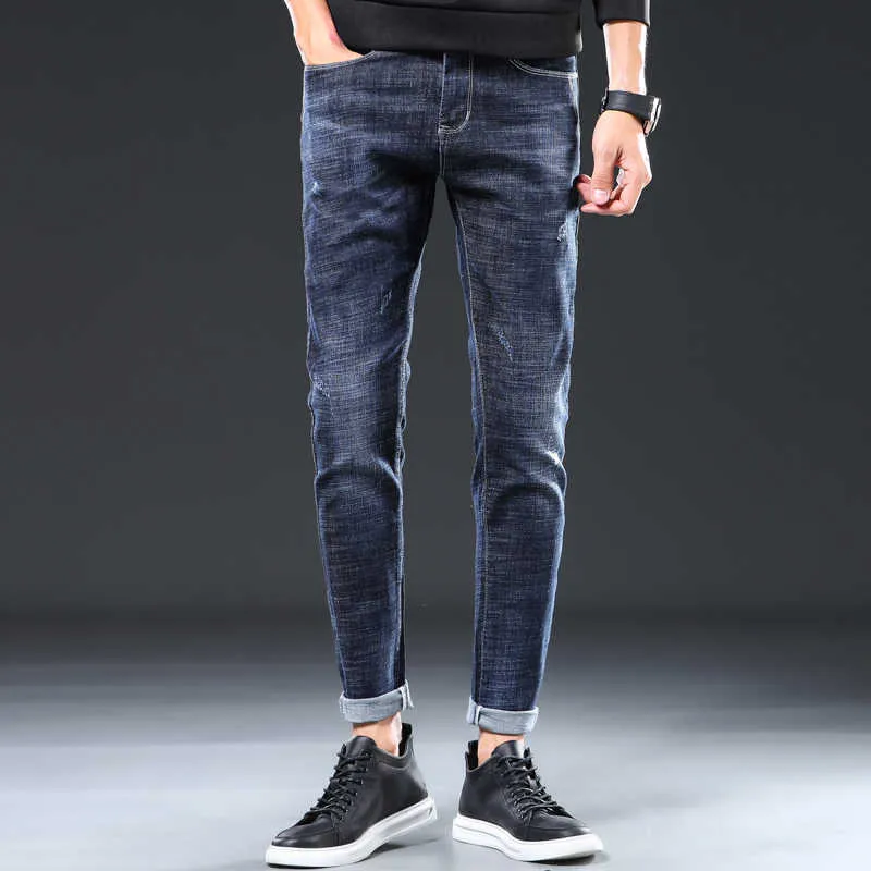 KSTUN Herren Jeans Marke Stretch 2021 Slim Fit Solide Blau Casual Denim Hosen Voller Länge Männliche Hosen Jeans Cowboys Jean hombre X0621
