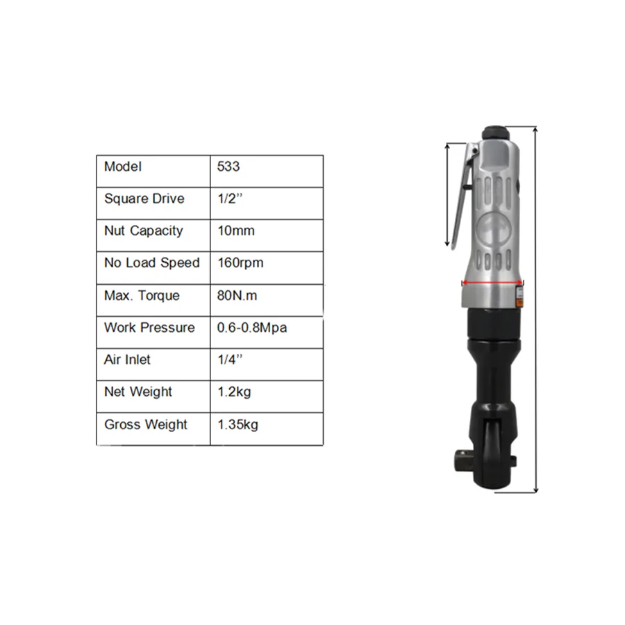 1/2 tum Pneumatiska verktyg Ratchet Socket Wrench Air Spanner Reverse Switch Positiv negativ funktion Auto Repair Assembly