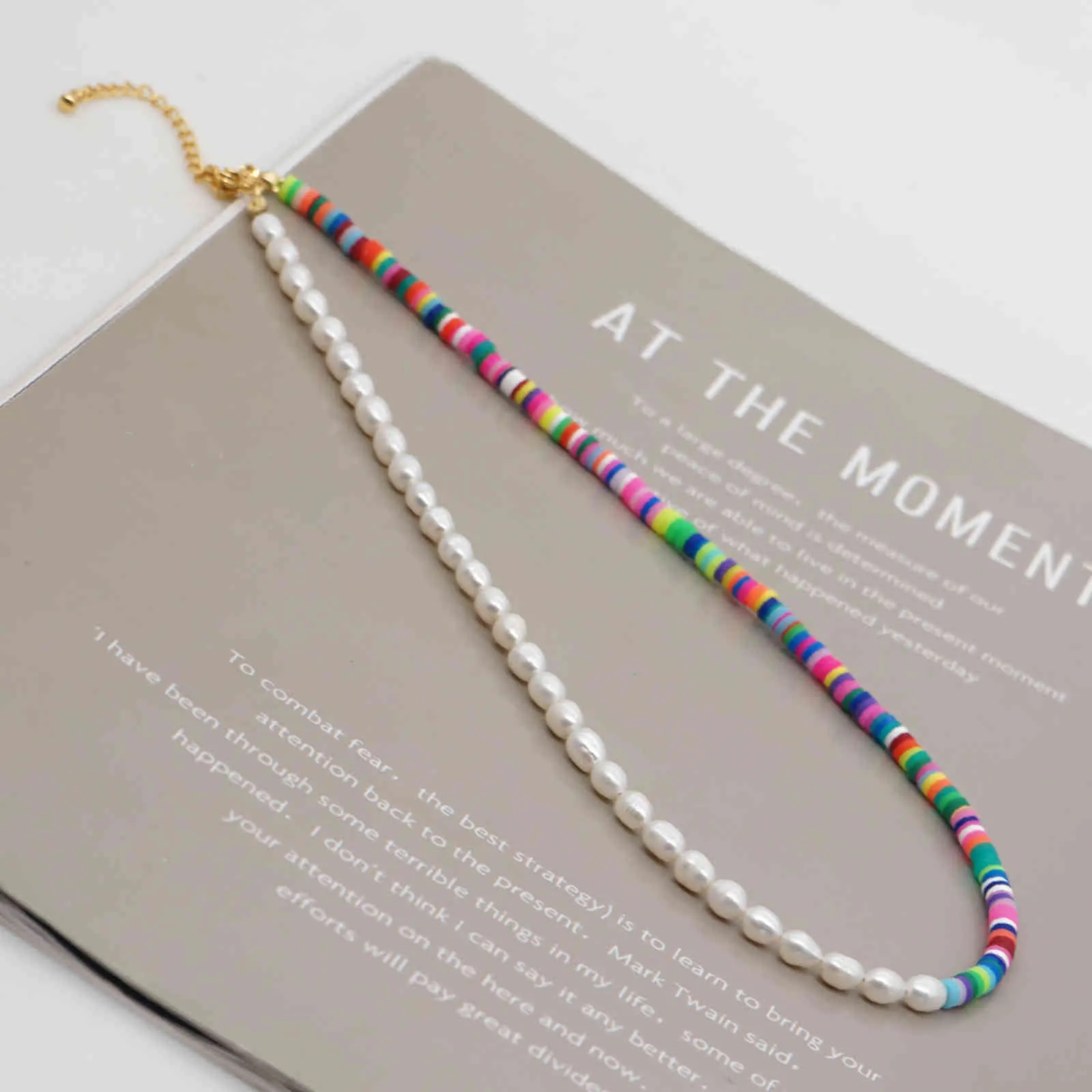 Go2Boho collier de perles d'eau douce femmes bijoux en argile polymère Heishi 4mm perles mode 2020 fait à la main tour de cou chaîne en acier inoxydable