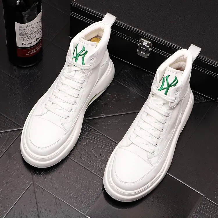 Hoge Top Heren Mode Ademende Casual Schoenen Dagelijkse Witte Klassieke Slijtvaste schoenen Hip Hop Sneakers Ronde Neus Atletische Loafers