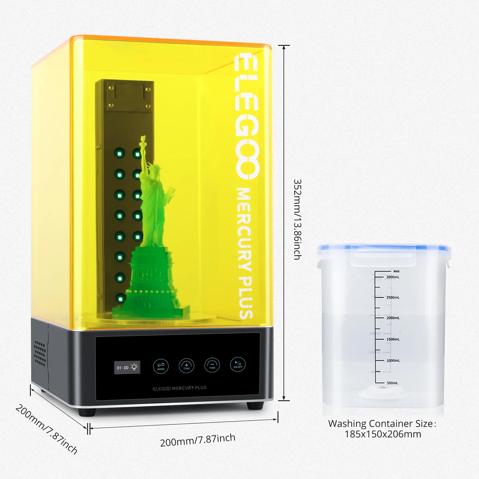 Elegoo 3D -Druckerwasch- und Heilungsmaschine zum Heilungsmodellen 2in1 Waschen und Heilung mit versiegeltem Waschbehälter5875398