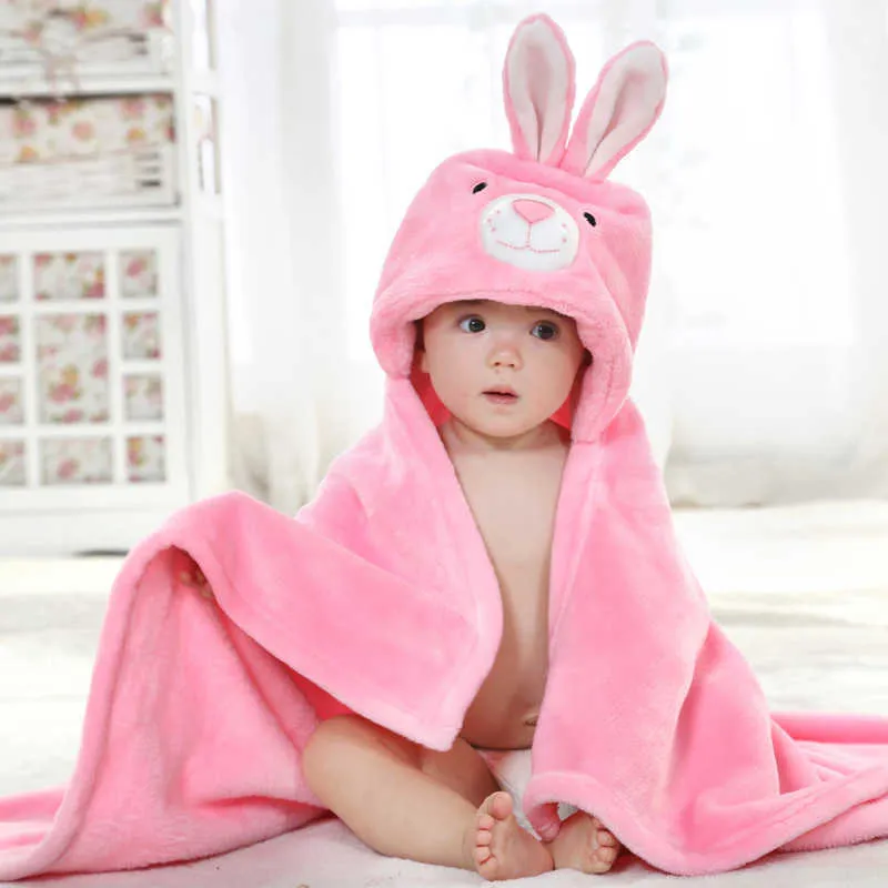 Rabbit Cartoon Born Baby Towel Bath Soft Flannel robe Wash Toalla kids s 210728