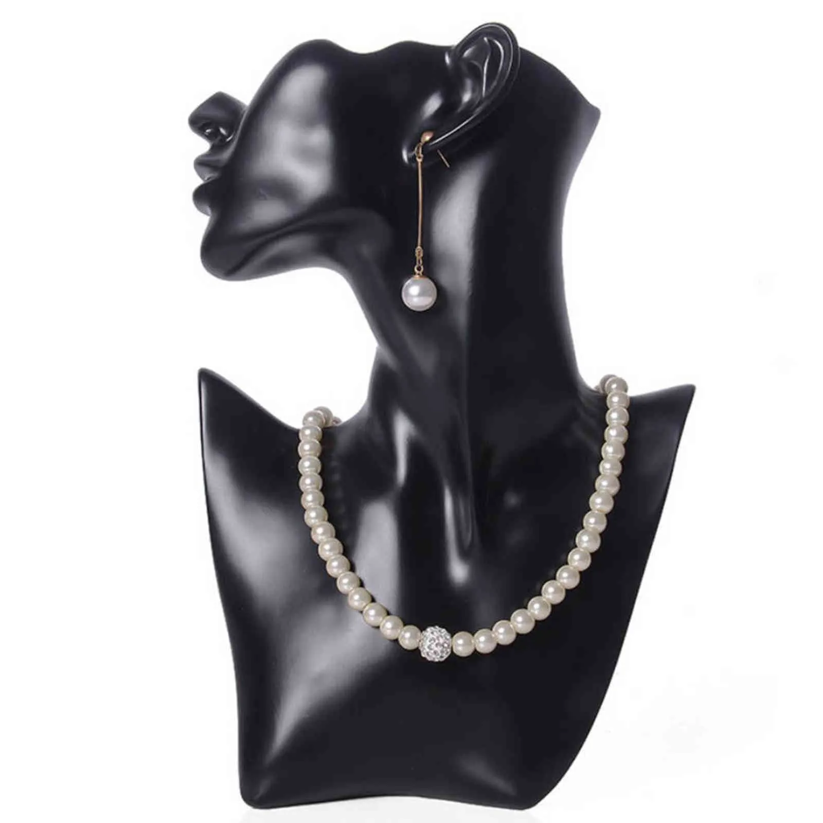 Maniquí femenino elegante de material de resina negra para collar de moda colgante busto soporte de exhibición de joyería exhibición de joyería 21111238s