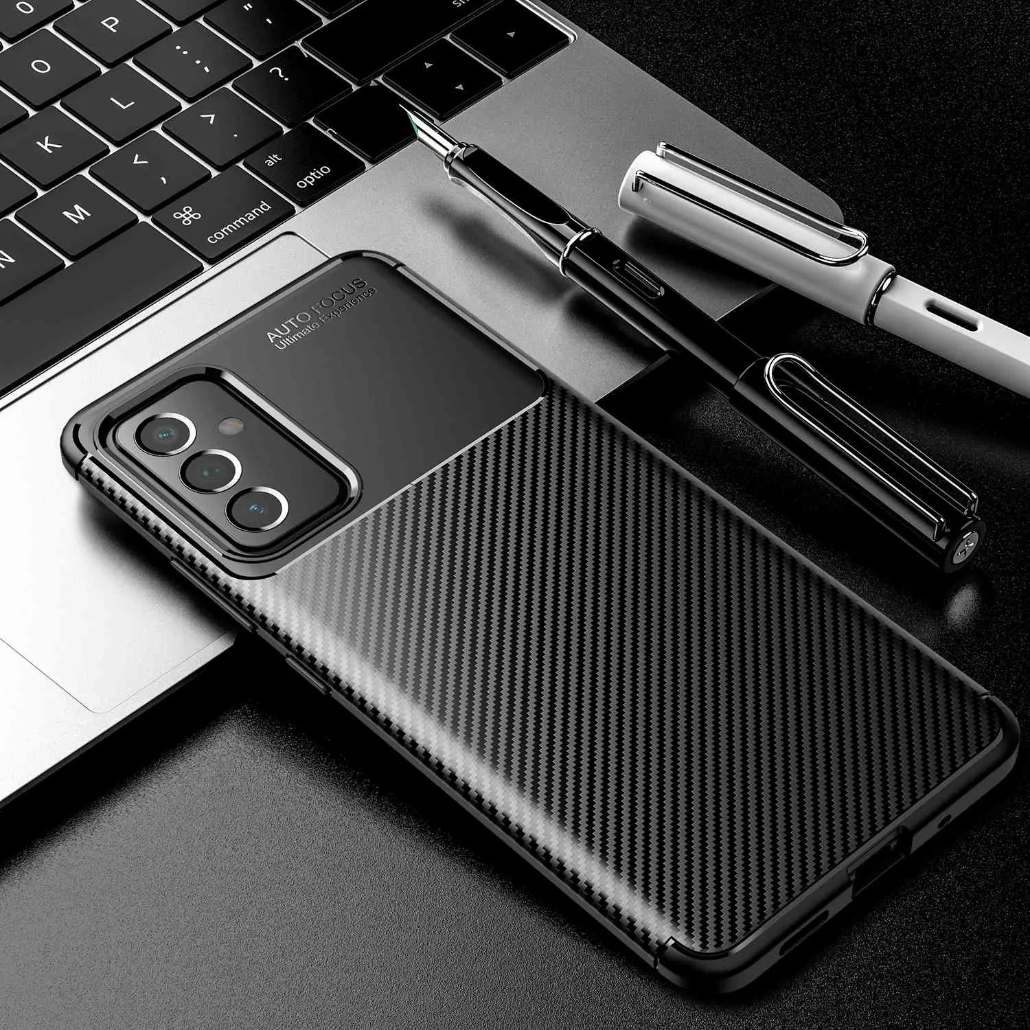 Luxury Carbon Fiber ShockoProof Fodral för Samsung Galaxy A82 5G Soft TPU Silikon Bumper Protective Back Cover Capa Coque Fundas