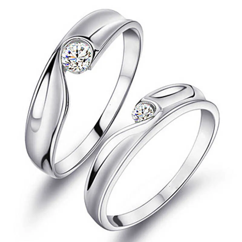 Womens Rings Crystal Jewelry Simple natural kiss, couple kiss engagement diamond Cluster For Female Band styles