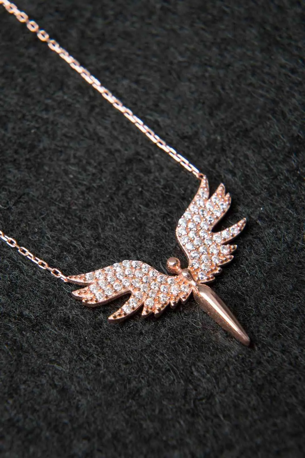 925 sterling Silver Women 039S Angel Pattern Rose Plated Italian Necklace Elegant Design Welcome Quality Wink Attractive 2021 T2255685