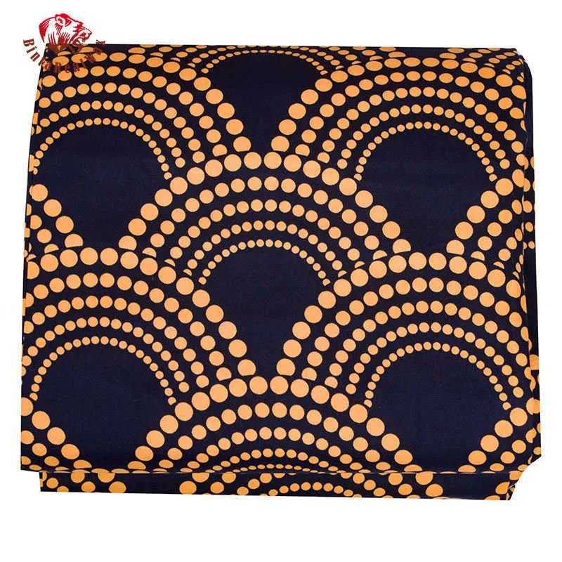 Blackground African Fabric Fan Pattern Ankara Polyester Farbic pour coudre du matériel d'impression de cire par cour Designer FP6390 210702