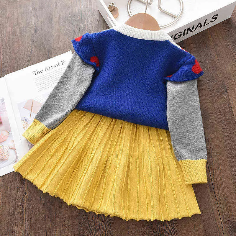 Melario kids knitwear pakken meisjes baby cartoon prinses truien jassen ruche schattige jurk 2 stks outfits gebreide kleding sets 211224