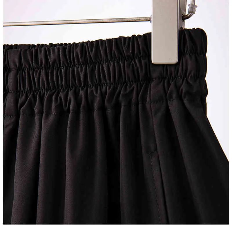 [EAM] Women Black Bow Pleated Casual Wide Leg Shorts High Waist Loose Fit Trousers Fashion Spring Summer 1DD7704 21512