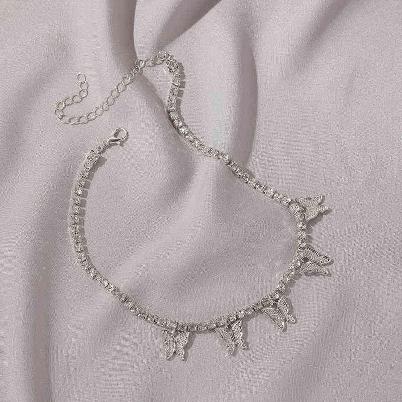 Mode Schmetterling Anhänger Halskette Ästhetische Weibliche Strass Zubehör Glänzende Kristall Halsband Kette für Frau Schmuck Geschenk G1206