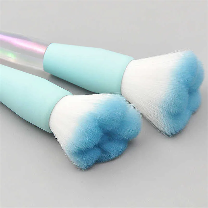 Personalized Large Fluffy Makeup Brush Acrylic Crystal Handle Cat-paw Head Cosmetic Tools For Face Powder And Blush