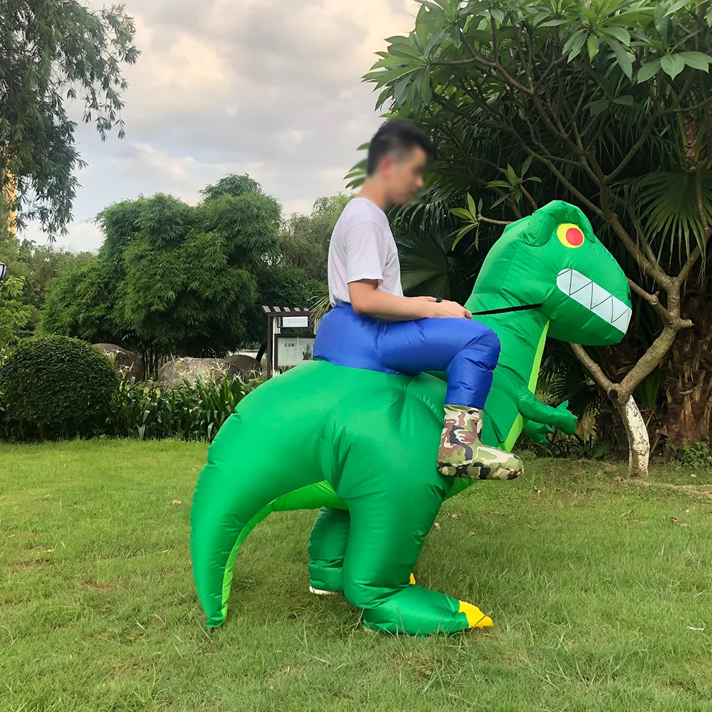 Maskot KostümleriAdult Yeşil Dinozor T-Rex Şişme Cosumes Yarım Vücut Cadılar Bayramı Rol Oynamak Disfraz Yürüyüş Maskot Elbise Yukarı Dükkan Bebek Costu