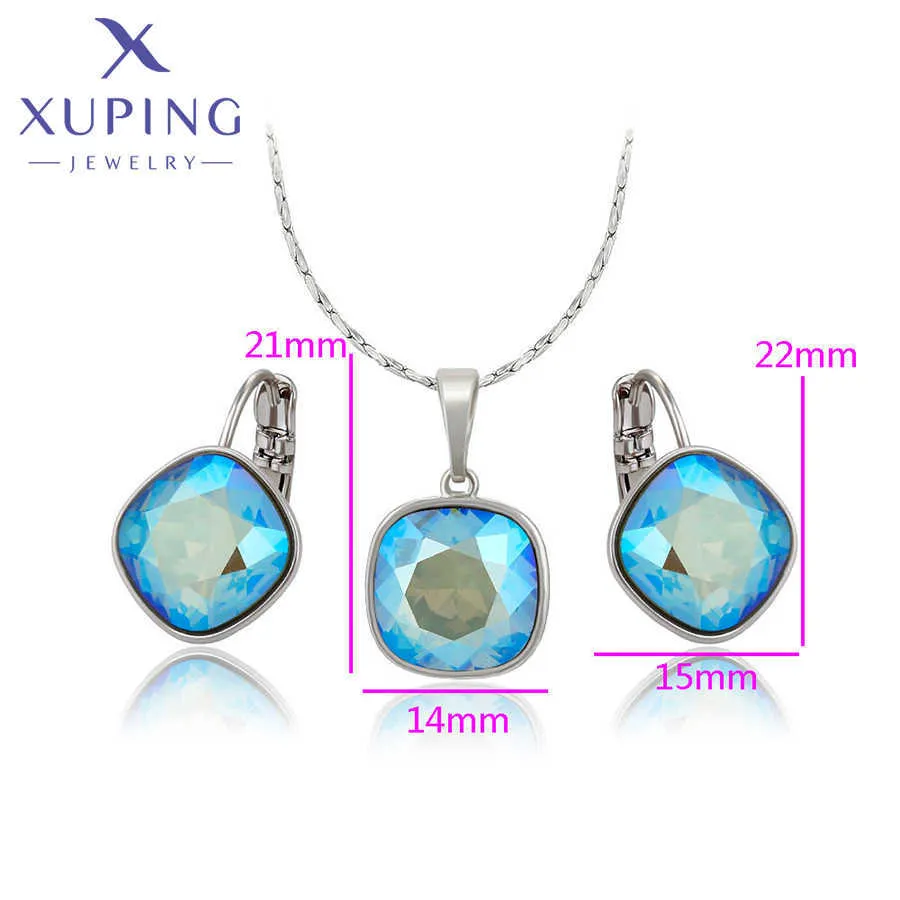 Xuping Jewelry New Design Crystals Jewelry Set Rhodium Color Mixed Pendant Earrings Women Girl Gift H1022