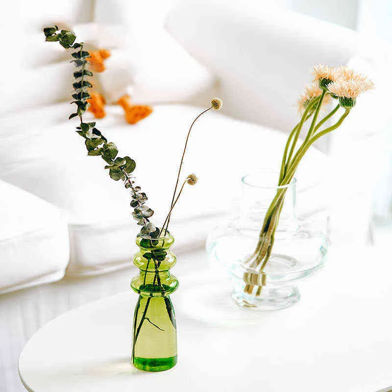Style européen décoration de la maison Vase chambre Pot de fleur en verre Arrangement hydroponique conteneur mariage 211215