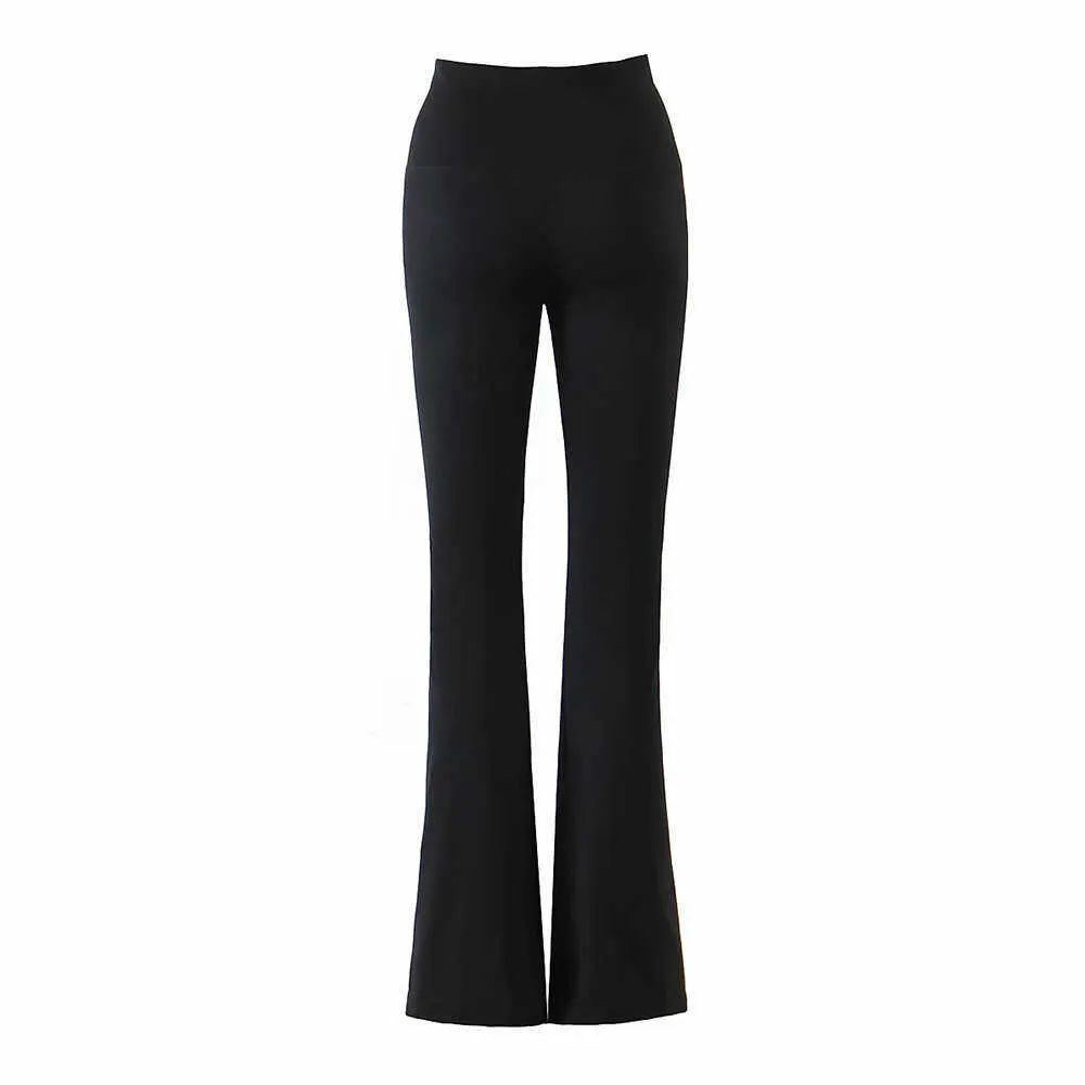 Leggings de cintura alta mulheres elasticidade preta calças apertadas femme sexy slim flare calças 210531