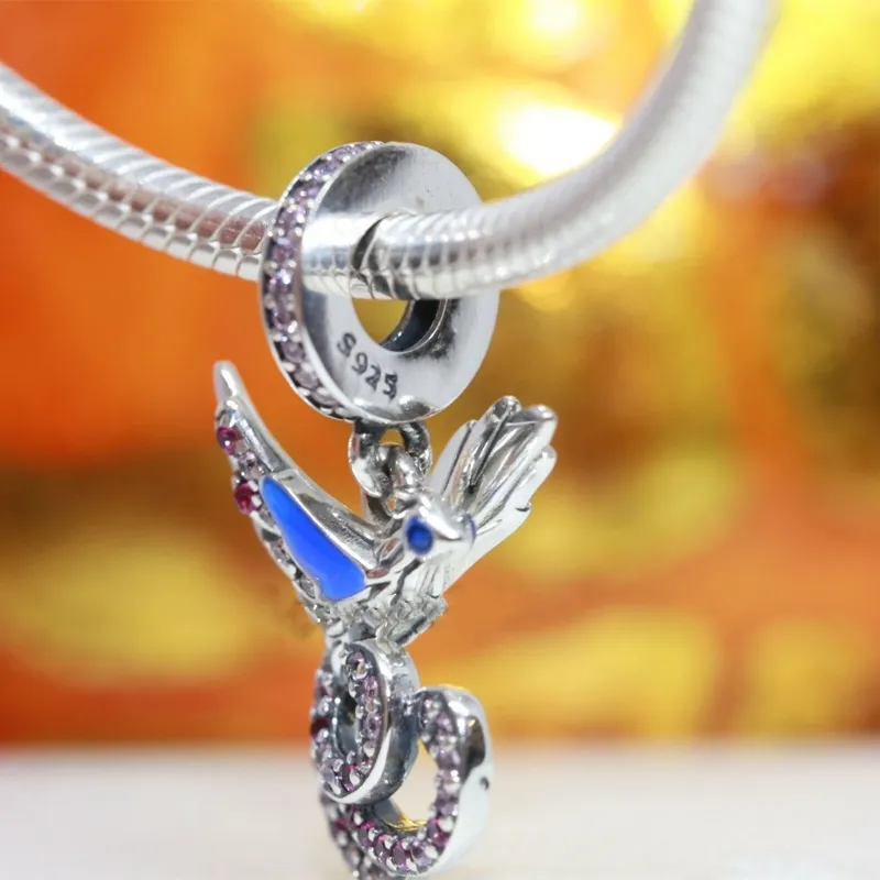 Autentico Pandora 925 Sterling Silver Charm Mythical Phoenix Dangle fit perline stile Europa gioielli creazione di braccialetti 790102C01
