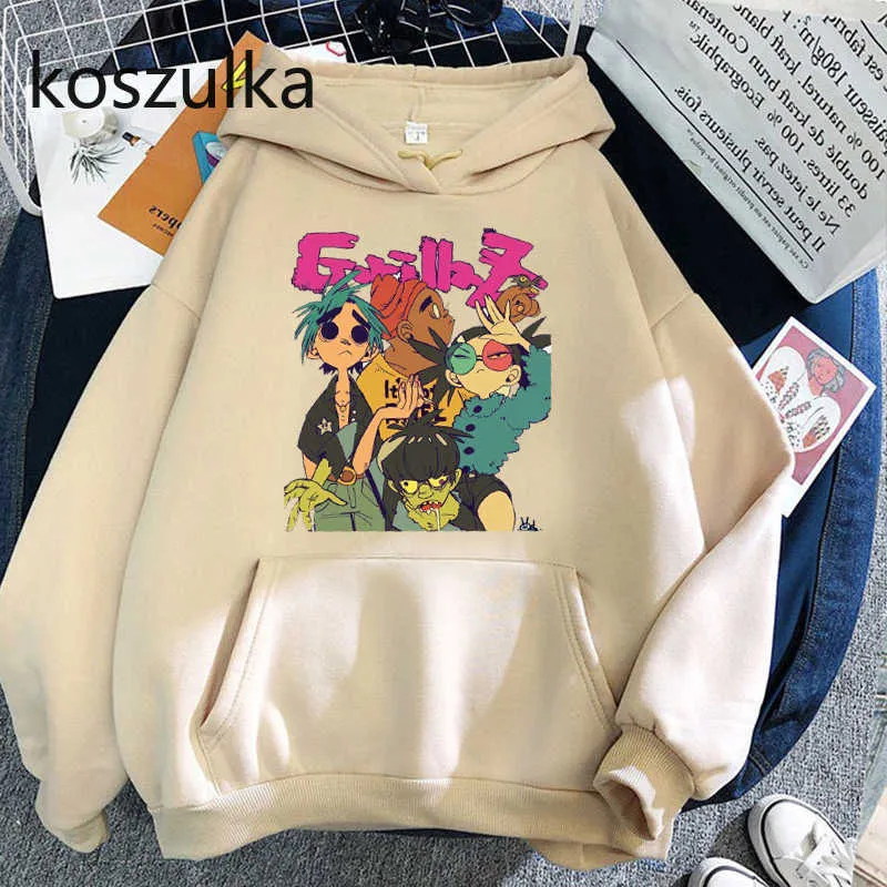 Gorillaz Hoodies Unisex women Simple All-match Leisure Oversize Pullovers Korean Style Warm Hip Hop Loose Streetwear Sweatshirts Y0729