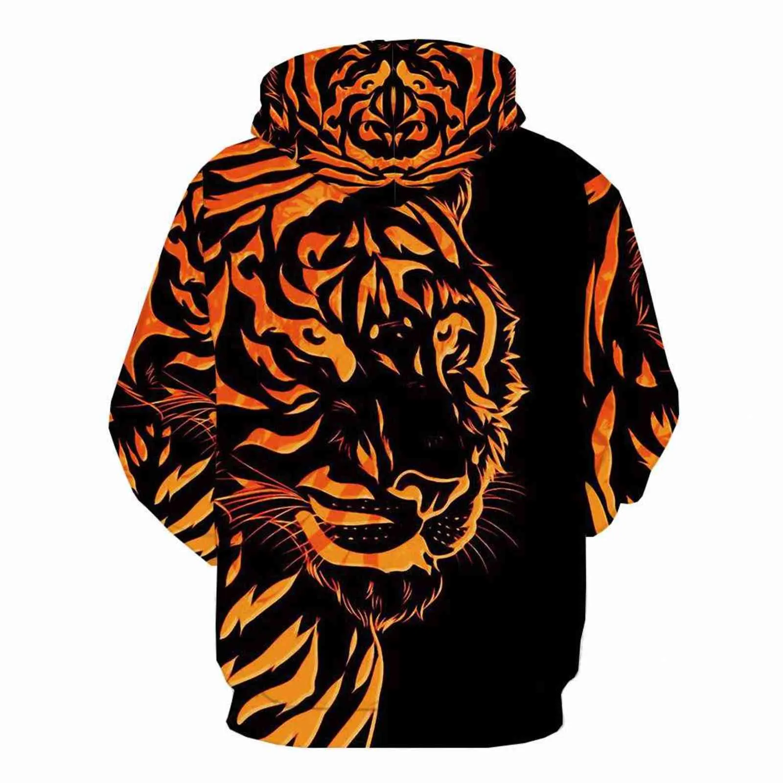 2021 Nya Män / Kvinnor Hooded Hoodies Cap Windbreaker Sweatshirts Fashion Brand Höst Vinter Tiger Animal Printing Kläder Y1120