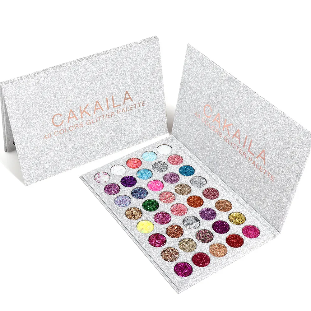 Glitter Eyeshadow Palette Diamond Sequins Gel Pressed Eye Shadow Palettes Shiny Gold Pink Red Eyes Makeup CAKAILA