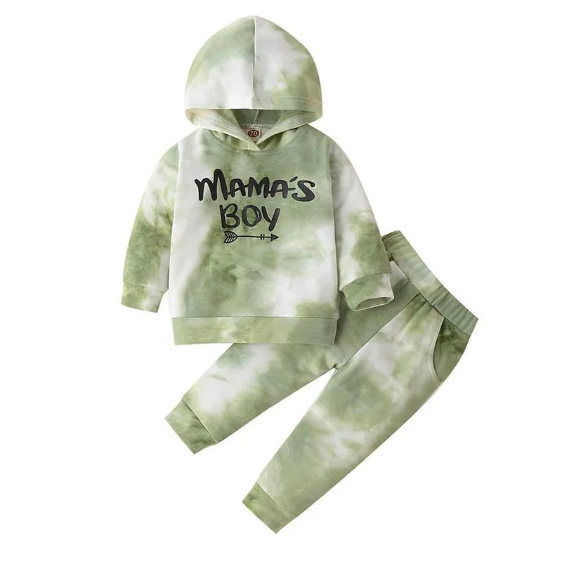 Autumn Winter Kids Tie Dye Clothing Sets Boys Letter Print Outfit Toddler Long Sleeve Hoodie Suit