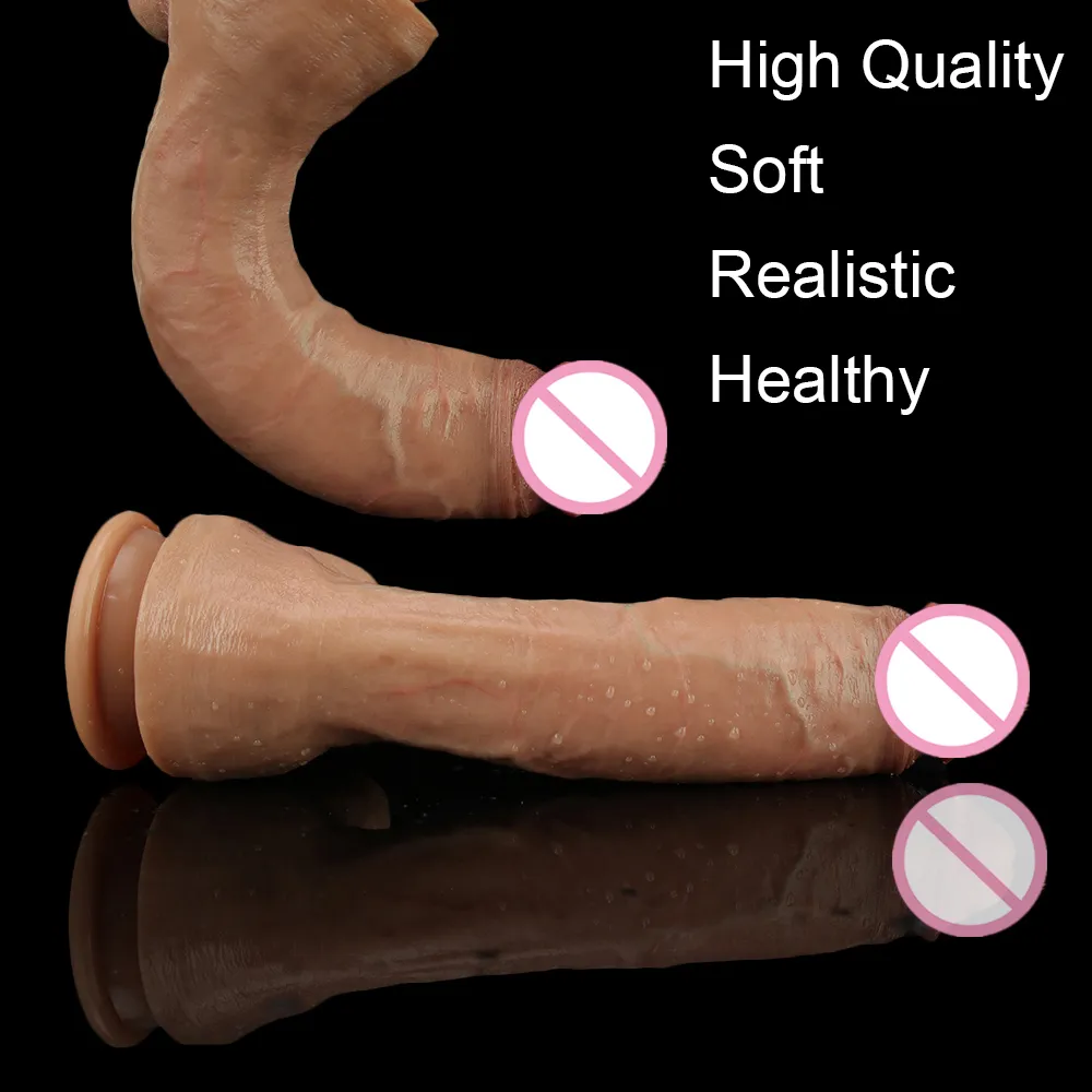 Peau Sensation Réaliste Gode Doux Silicone Gag Gros Pénis Avec Ventouse Sexy Jouets Femelle Strapon Masturbateurs Pour Femmes Et Homme