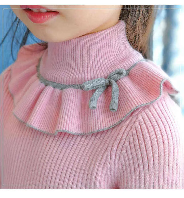 Pulls à col roulé pour filles d'hiver Pull en tricot pour enfants Warm Slim 211104
