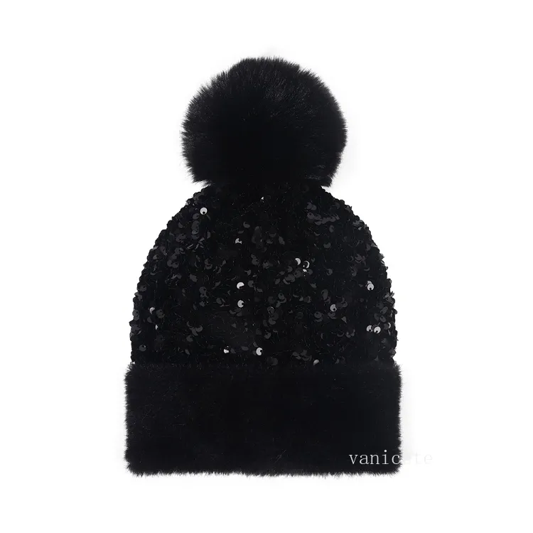 Chapeaux de fête Hiver Plus Paillettes Tricoté Chapeaux Pour Femmes Bonnet Chapeau Unisexe Élastique Chaud Hip Hop Cap Doux Baggy Bonnet T2I53269