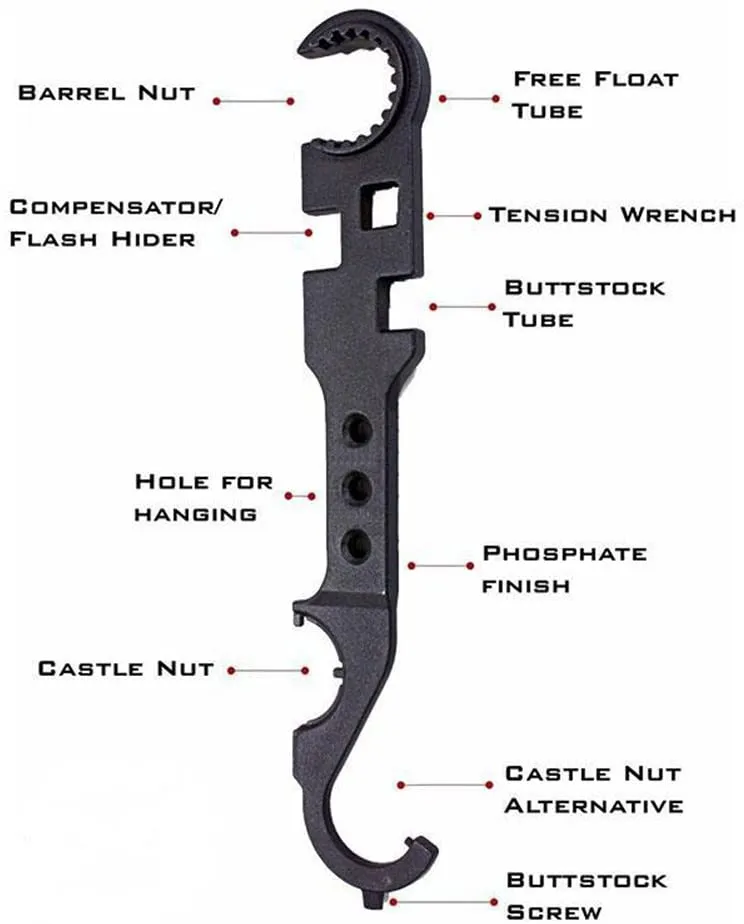 Multi-Function Wrench for Disassembly and Installation of AR-15 / M16 Barrel / AR15 / M4 Spot Multi-Purpose Tool