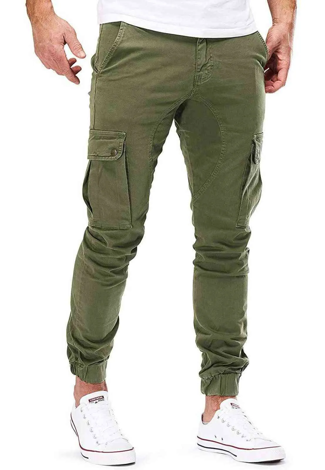 Men Cargo Military Pants Casual Skinny Trousers Joggers Sweatpants Multi-pocket Sportswear Male Tactical Hip Hop Pencil Pants 211201