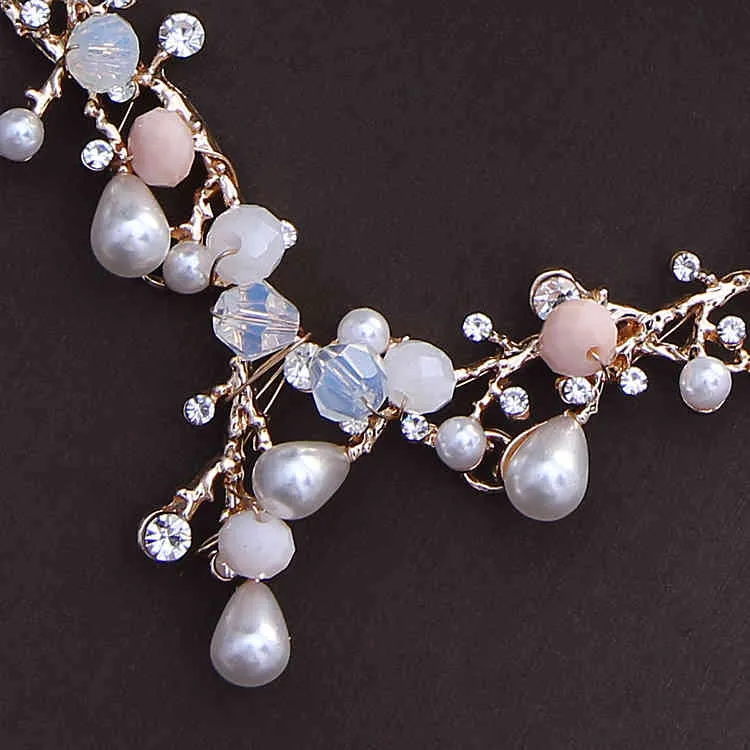 Szlachetne kryształowe koraliki Pearl złote zestawy ślubne norszek nonszkodowy Naszyjnik barokowy biżuteria ślubna set291h