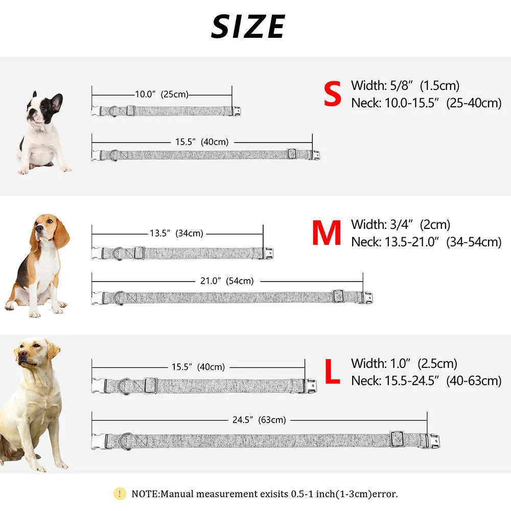 Gepersonaliseerde hondenkraag puppy huisdier kragen Franse bulldog kragen aangepast id tag gratis gegraveerd voor kleine middelgrote grote honden 210712