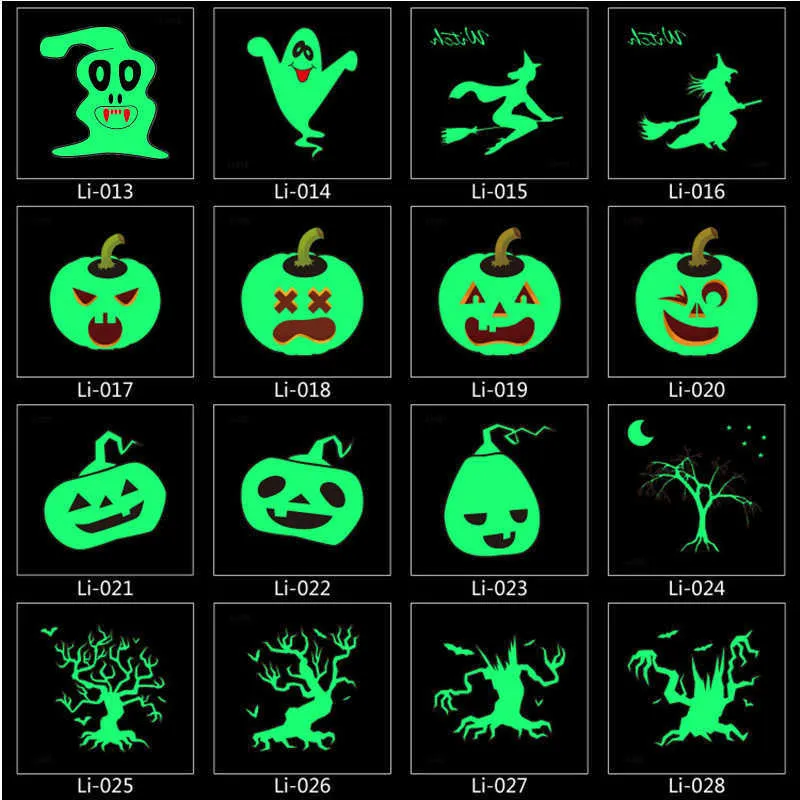 40 pz Luminoso S Joke Fantasma Taty Spider Falso Zucca Strega Incandescente nel Buio Autoadesivi Provvisori Del Tatuaggio Bambini Body Art