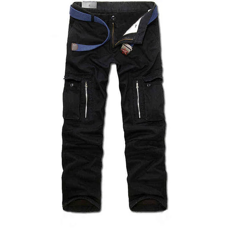 2021 Jesień Zima Nowe Męskie Kombinezony Dorywczo Mężczyźni Multi-Pocket Casual Plus Size Spodnie Męskie Moda Wojskowe Spodnie Taktyczne H1223