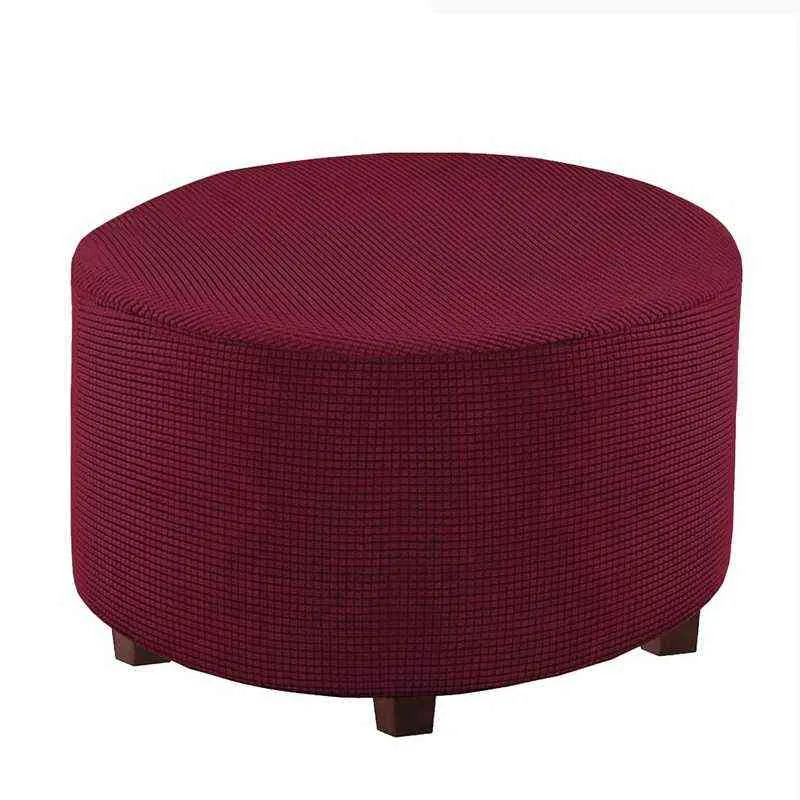 Lavable Stretch Repose-pieds Pouf Couverture Spandex Tabouret Rond Housse Tabouret Protecteur Chaise pour Salon Chambre 211207