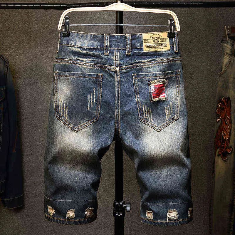 Neue Streetwear Männer Zerrissene Sommer Jeans Kurze Mode Bermuda männlichen vintage Löcher Zerstört Gerade Denim-shorts Plus Größe 38 40 h1210