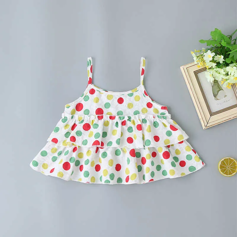 Summer Infant Barboteuses Vêtements Strap Dot Tops Bow Jaune Shorts Bébé Filles Costume 3-24M 210629