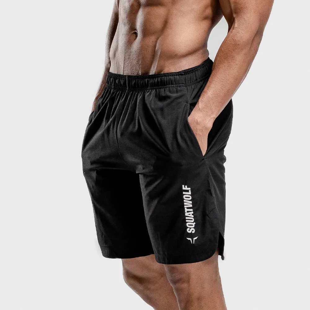 Hommes gymnases Fitness Shorts hommes été séchage rapide décontracté broderie pantalon mâle survêtement entraînement plage genou longueur