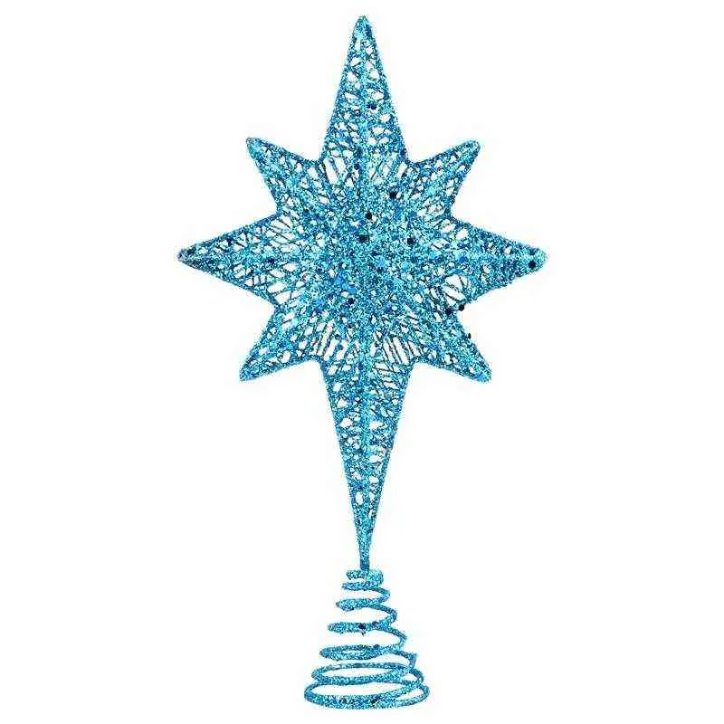 jul åtta spetsiga stjärnan Topper Xmas träd prydnad Champaign guld 211104