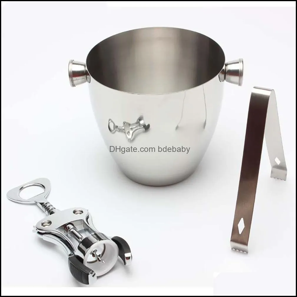 Wine Cocktail Mixing Bar Set Bartender Kit Essential Bar ware 750ml 550ml Stainless Steel Shaker Ice Bucket Double Sided Jigger