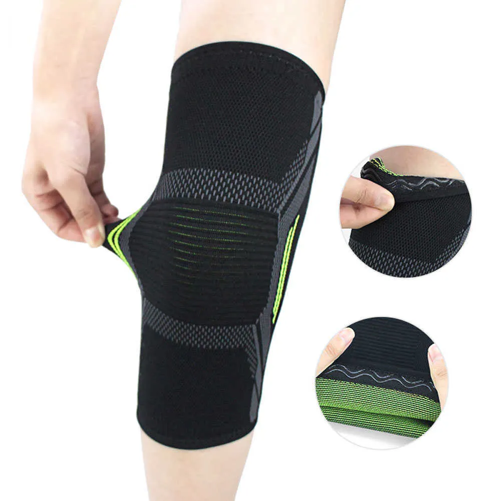 Säkerhetsknapp Stöd Andningsbar Silikon Anti Slip Knee Guard Protector Elastisk Running Cykling Brace Pad