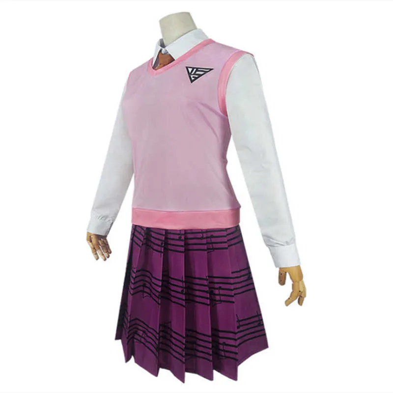 Danganronpa V3 Kaede Akamatsu Costumi Cosplay Abiti da donna Anime Camicia Gilet Gonna Calzini Ragazza JK Uniforme scolastica Y0913