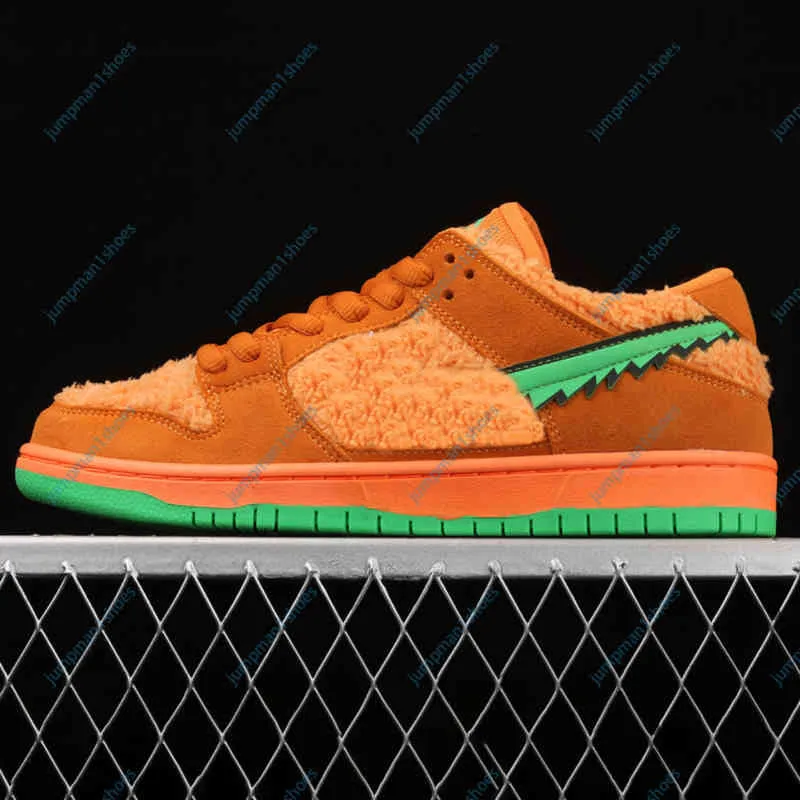 Top quality bear skateboard shoes orange green low series recreational sports outdoor running box