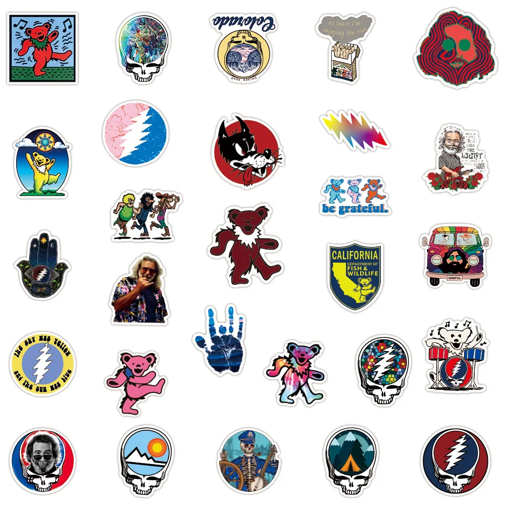 lot Rock Music Grateful Dead Cool Stickers Diy Car Bike Travel Bagage Phone Laptop Waterproof Classic Toy Decal Sticker1276303