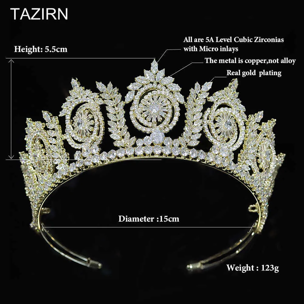 Koningin Crowns Zirconia Tiaras Crystal Woman 2021 Princess Diadem voor Pageant Party bruiloft accessoires X0625