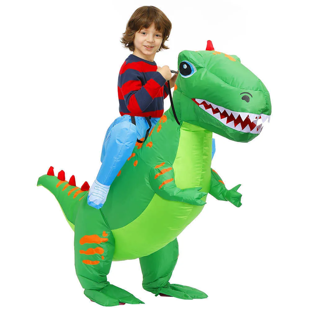 Costume da dinosauro gonfiabile adulti Bambini T REX Costume Blow Up Fancy Dress Mascot Natale Halloween Party Costume uomo Donna Q02551258