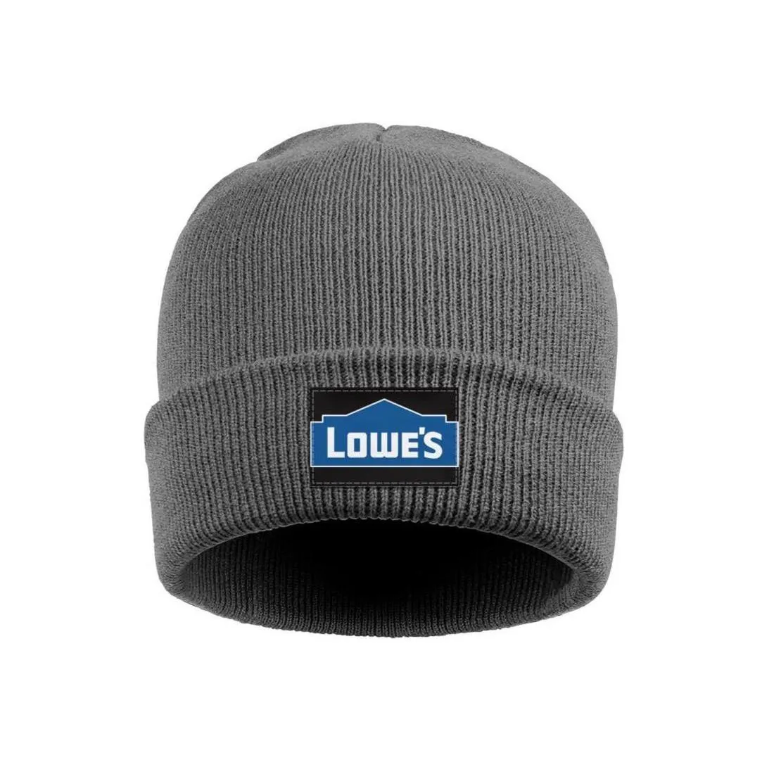 Moda Lowe's Black Lines Improvement logo Winter Warm Watch Beanie Hat chapéus de crochê Lowe's side on white Azul backgrou340x