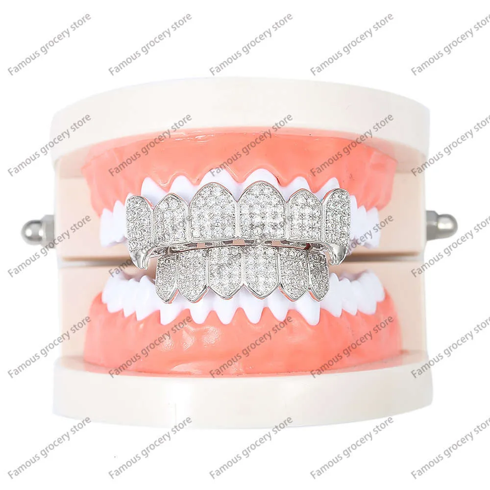 2021 Grills bretelle hip hop oro Zanne micro intarsiato zircone denti tendenza corpo decorativo1046393