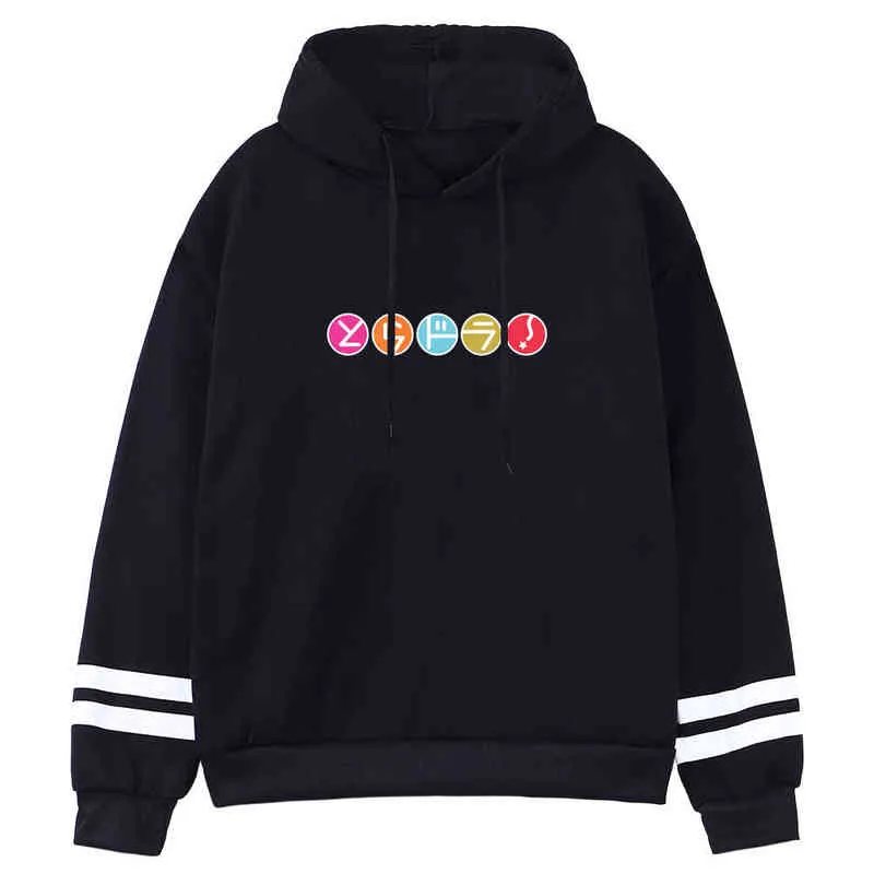 Toradora Anime Hoodies Fashion Sweatshirts for Man Autumn Spring Fleece Pullover Hoody 2021 Long Sleeve Stripe Cuffs Streetwear H1227